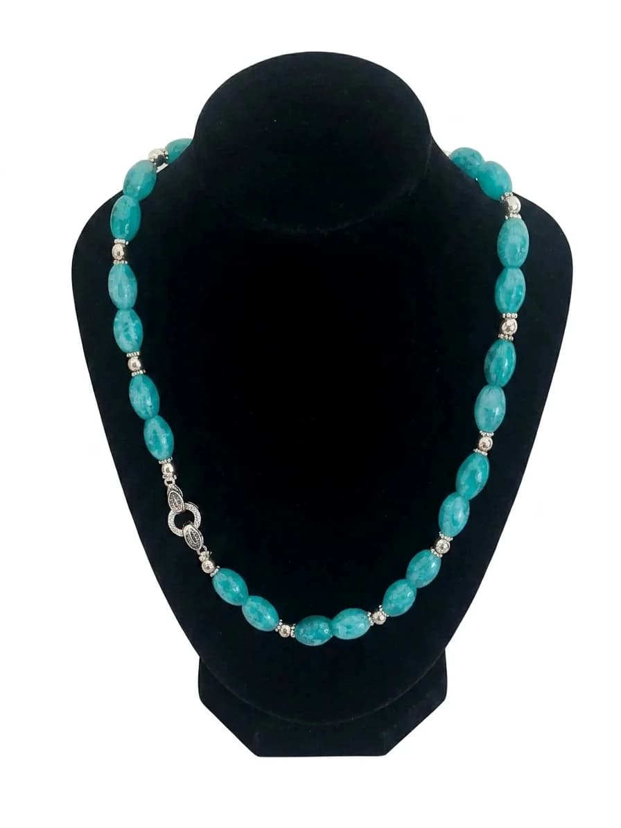 Collier Perles Turquoise & Argent